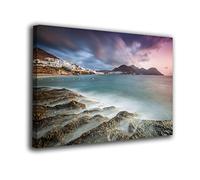 INGENIA HOME Cuadro Lienzo Canvas Paisaje Costa del Parque Natural de Cabo de Gata Playa de San Jose Almeria España Andalucia - Alta resolución - Varias Medidas (80_x_53_cm)