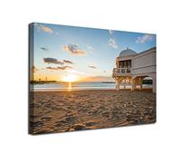 INGENIA HOME Cuadro lienzo canvas Playa de la Caleta Cadiz balneario luces del atardecer Andalucia España - Alta resolución - Varias medidas (120_x_80_cm)