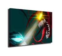 INGENIA HOME Cuadro lienzo canvas Venom vs Carnage ojos con luz neon - Alta resolución - Varias medidas (80_x_53_cm)