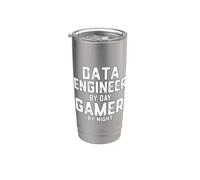 Ingeniero de datos por día Jugador de noche Funny Ai Data Center Vaso térmico de acero inoxidable de doble pared