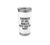Ingeniero de día El mejor papá del mundo de noche Papá Vaso térmico de acero inoxidable de doble pared