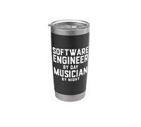 Ingeniero de software de día Músico de noche Ingeniería Música Vaso térmico de acero inoxidable de doble pared