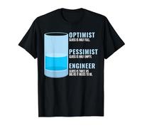 Ingeniero pesimista optimista Ingeniero Divertido humorístico Camiseta, Hombre, Negro, 6XL