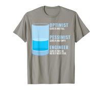 Ingeniero pesimista optimista Ingeniero Divertido humorístico Camiseta, Hombre, Pizarra, 3XL