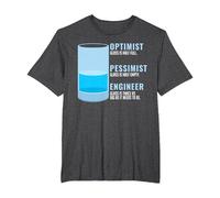 Ingeniero pesimista optimista Ingeniero Divertido humorístico Camiseta, Hombre Tallas Grandes, Jaspeado Oscuro, 3X Alto