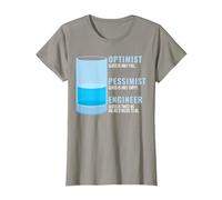 Ingeniero pesimista optimista Ingeniero Divertido humorístico Camiseta, Mujer, Pizarra, XS