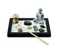 InGenious Jardín Zen Escritorio Kit Miniatura Arena Blanca Rocas Rastrillo Decoración Japonesa Relajación Meditación Antiestrés Oficina Hogar Regalo Original
