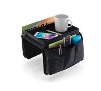 InGenious The Source Organizador Reposabrazos Sofá Arm Chair Caddy Bandeja Superior Rígida 6 Bolsillos Porta Mandos Revistas Gafas Soporte Bebidas Negro Orden Salón Hogar