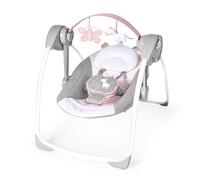 Ingenuity, Columpio Compacto y Plegable Flora el Unicornio, 6 velocidades de balanceo, temporizador, 12 melodías, arco de juegos extraíble, rosa, desde recién nacido hasta los 9 kg, 1 Unidad