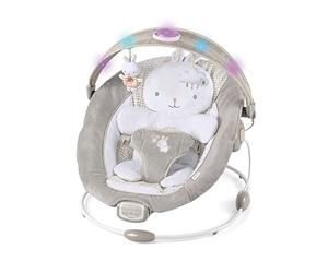 Ingenuity, Hamaca bebé InLighten con Arco de Juego, vibraciones, almohada para la hora del vientre y sonidos, 0-6 meses (Twinkle Tails Bunny)