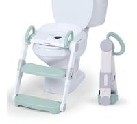 Ingenuity - Maceta plegable con escalera ajustable, asiento de aprendizaje de inodoro, se pliega para un fácil almacenamiento, se adapta a la mayoría de inodoros, incluye guía