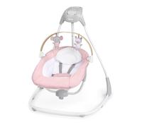 Ingenuity SimpleComfort Columpio compacto para bebés, asiento rotativo con 3 direcciones de balanceo, 6 velocidades, 8 melodías y 3 sonidos naturales, 0-9 meses, hasta 9 kg - rosa