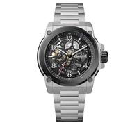 Ingersoll El Anvil Reloj automático para Hombre de 46,5 mm con Esfera Negra y Correa de Acero Inoxidable Plateada