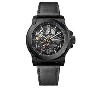 Ingersoll El Anvil Reloj automático para Hombre de 46,5 mm con Esfera Negra y Correa de Cuero Negra
