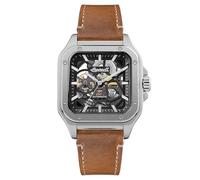 Ingersoll El Ollie Reloj automático para Hombre de 45 mm con Esfera Negra y Correa de Cuero marrón