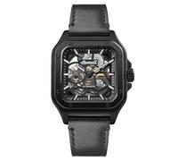 Ingersoll El Ollie Reloj automático para Hombre de 45 mm con Esfera Negra y Correa de Cuero Negra