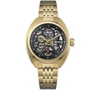 Ingersoll Reloj automático The Wrangler para Hombre de 51 mm con Esfera Esqueleto Negra y Pulsera de Acero Inoxidable Dorado I16902