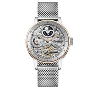 Ingersoll The Jazz Reloj automático de Fase Lunar de 42 mm para Hombre con Esfera de Esqueleto y Brazalete de Malla milanesa