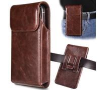 INGIDO Funda para Galaxy S25 Ultra S24 Ultra S23 Ultra 5G Note 20 Ultra 5G Note 10+ Plus 5G, bolsa de cuero premium con clip para cinturón, funda para cinturón, café, XL