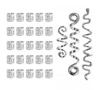 INGJIA 28 Pcs Bobina Joyería El Cabello Anillos Ajustables Cabello Trenzas De Metal Accesorio para El Cabello Dreadlocks De Pelo Accesorios para El Cabello para Trenzas para Hombres y Mujeres (Plata)