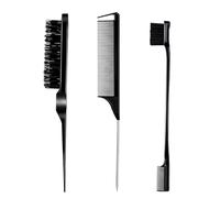 INGJIA 3 Piezas Kit Peine Peinar Cabello, Incluir Cepillo Cardar Pelo, Peine de Cola con Punta, Cepillo de Doble Borde Peine, Peine Profesional Antiestático para Mujeres, Hombres, Niños