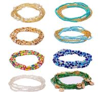 INGJIA 8PCS Cadena Boho Plata Perla Cadena para el Vientre Joyas para Mujeres y Niñas