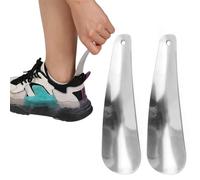 INGJIA Calzador de Acero Inoxidable, 2Pcs Calzador Pequeño, Calzador de Zapatos Corto Portátil, Diseño Curvo con Orificios para Colgar, Fácil de Utilizar, Un Gran Ayudante para Calzarse