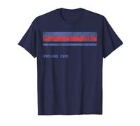 Inglaterra 1982 Clásico para los Aficionados al fútbol del Reino Unido Camiseta, Hombre, Azul Marino, M