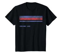 Inglaterra 1982 Clásico para los Aficionados al fútbol del Reino Unido Camiseta, Niños, Negro, 6 años