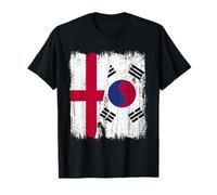 Inglaterra Corea del Sur Media Bandera Inglés Corea del Sur Camiseta