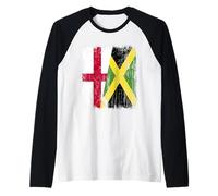 Inglaterra Jamaica Media Bandera Inglés Jamaicano Heritage Camiseta Manga Raglan