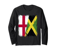 Inglaterra Jamaica Media Bandera Inglés Jamaicano Heritage Manga Larga