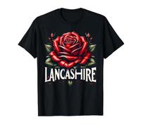 Inglaterra Lancashire Red Rose Symbol UK Graphic Hombres Mujeres Camiseta gráfica económica, Hombre, Negro, S