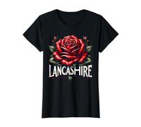 Inglaterra Lancashire Red Rose Symbol UK Graphic Hombres Mujeres Camiseta gráfica económica, Mujer, Negro, M