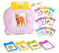 Inglés británico, Tarjetas parlantes para Aprender inglés, Juguetes para niños pequeños de 1 a 6 años, 224 Palabras, Juguete electrónico Interactivo para Aprendizaje Preescolar, Color Rosa