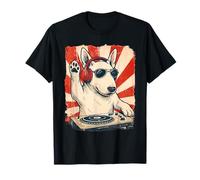 Inglés Bull Terrier DJ House Music Retro Dog Lover Camiseta