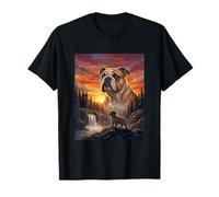 Inglés Bulldog Amante De Perros Vintage Puesta del Sol Bos Camiseta