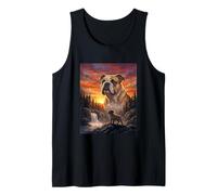 Inglés Bulldog Amante De Perros Vintage Puesta del Sol Bos Camiseta sin Mangas