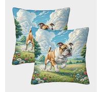 Inglés Bulldog Funda De Cojín Par De Modernas para Decoración Poliéster De Sofa para Sala De Estar 45x45cm