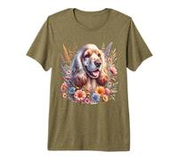 Inglés Cocker Spaniel Perro Verano Flores Silvestres Obra de Arte Camiseta Premium