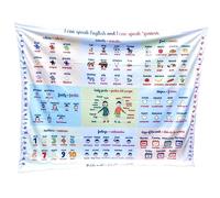 Inglés Español Educativo Reversible Visón Manta Grande 50x152 cm Palabras comunes Lengua extranjera