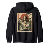 Inglés Springer Spaniel Amante Japonés Arte Vintage Retro Sudadera con Capucha