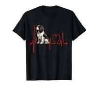 Inglés Springer Spaniel Heartbeat Dog Lifeline Camiseta gráfica económica, Hombre, Negro, L