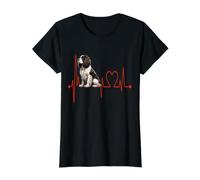 Inglés Springer Spaniel Heartbeat Dog Lifeline Camiseta gráfica económica, Mujer, Negro, S