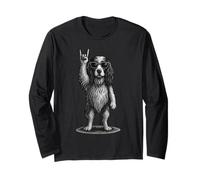 Inglés Springer Spaniel Rock Música Retro Vintage Perro Amante Manga Larga