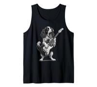 Inglés Springer Spaniel Tocando Guitarra Rock Música Amante de Camiseta sin Mangas