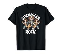 Inglés Springer Spaniels Rock Trio Mecedora Tocando Guitarra Camiseta