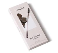 INGLOT Set de cejas Brow Essentials makeup set. Kit con brocha biselada 31T + gel fijador para cejas color 16, formula vegana, pack ahorro