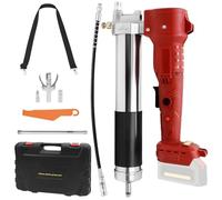 Ingrassatore a Batteria, Pistola per Grasso Regolabile con Una Sola Mano a 3 Velocità, con Luce LED Ultra Luminosa, Tubo Flessibile e Tubo Metallico, Oliare Attrezzature Meccaniche (Senza Batteria)