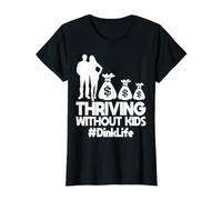 Ingreso Dual No Hay niños Que prosperen sin niños Dink Camiseta gráfica económica, Mujer, Negro, L